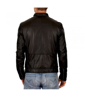 Men Leather Biker Jacket Slim Fit Motorcycle Genuine Lambskin Jacket 